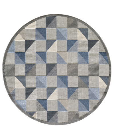 Kas Calla 6923 7'10" X 7'10" Round Outdoor Area Rug In Blue