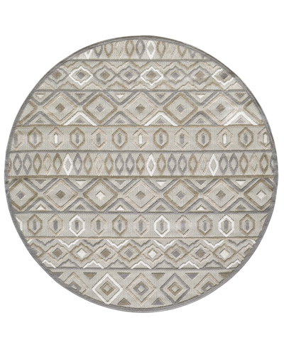 Kas Calla 6925 7'10" X 7'10" Round Outdoor Area Rug In Gray