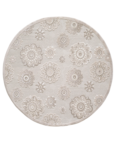 Kas Calla 6933 7'10" X 7'10" Round Outdoor Area Rug In Taupe