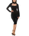 ALMOST FAMOUS JUNIORS' LONG SLEEVE CUTOUT BODYCON DRESS