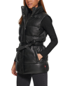 Levi's Trendy Plus Size Faux-leather Puffer Vest In Black