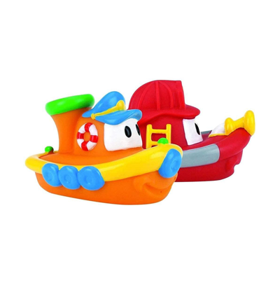 Nuby Kids' Tub Tug Boats Floating Bath Toy, 2 Pack, Red And Orange In Assorted Pre Pack