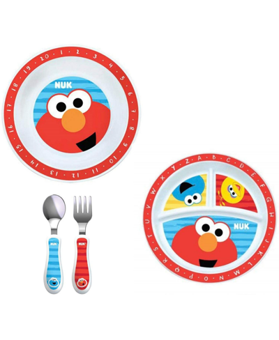 Nuk Babies' Sesame Street Toddler Meal Set, Includes Bowl, Plate, Fork And Spoon In Assorted P