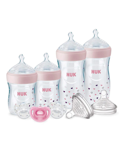 Nuk Simply Natural 9 Piece Baby Bottles With Safetemp Gift Set - Pink