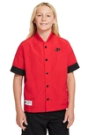 Nike Kids' Culture Of Basketball Snap-up Short Sleeve Warmup Shirt In University Red/ Black/ Black