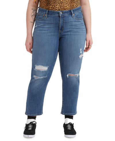 Levi's Women's Relaxed Boyfriend Tapered-leg Jeans In Worn In Dark Indigo
