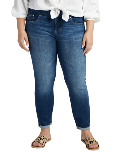 Jag Plus Size Amelia Mid Rise Slim Ankle Pull-on Jeans In Kodiak Blue