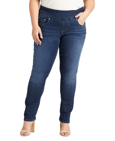 Jag Women's Peri Pull On Mid Rise High Stretch Straight Jeans In Blue