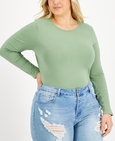 Aveto Plus Size V-neck Top In Loden Frost