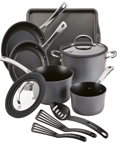 Rachael Ray Cook + Create Hard Anodized Nonstick Cookware Set, 11 Piece In Black