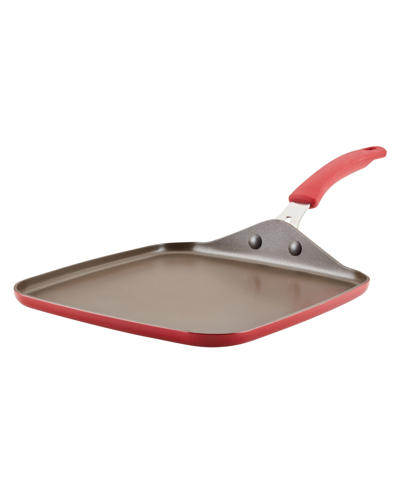 Rachael Ray Cook + Create Aluminum Nonstick Square Stovetop Griddle Pan, 11" In Red