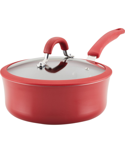 Rachael Ray Cook + Create Aluminum Nonstick Saute Pan With Lid, 3 Quart In Red
