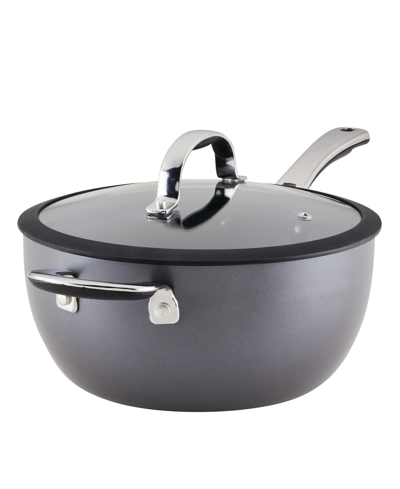 Rachael Ray Cook + Create Hard Anodized Nonstick Saucier With Lid And Helper Handle, 4.5 Quart In Black