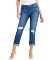 INC INTERNATIONAL CONCEPTS WOMEN'S CURVY MID RISE RIPPED STRAIGHT-LEG JEANS, CREATED FOR MACY'S