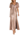 NIGHTWAY WOMEN'S METALLIC FAUX-WRAP DRESS