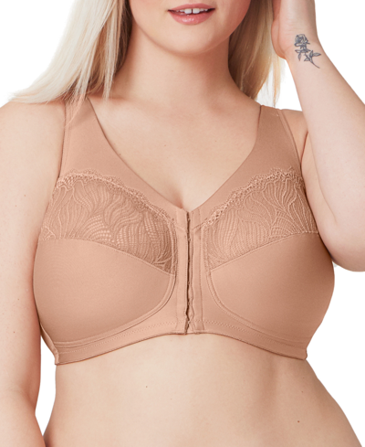Glamorise Plus Size Full Figure Magiclift Natural Shape Front Closure Wirefree Bra In Cappuccino