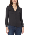 Jones New York Simplified Utility Textured Charmeuse Blouse In Jones Black
