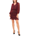 Vince Camuto Women's V-neck Tiered Skirt Dress With Balloon Sleeves In Dark Wine