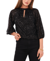 Vince Camuto Plus Size Keyhole-cutout 3/4-sleeve Top, Created For Macy's In Rich Black
