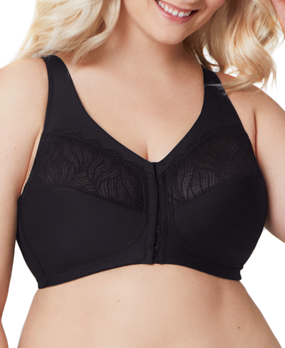 Glamorise Plus Size Full Figure Magiclift Natural Shape Front Closure Wirefree Bra In Black