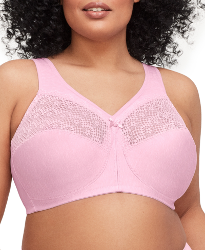 Glamorise Plus Size Full Figure Magiclift Moisture Control Wirefree Bra In Pink Heather