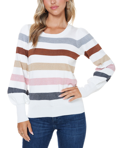 John Paul Richard Women's Lurex Stripe Sweater In Ivory