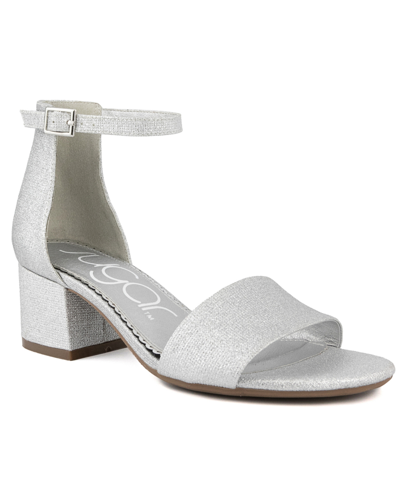 Sugar Noelle Low Womens Adustable Ankle Block Heels In Silver