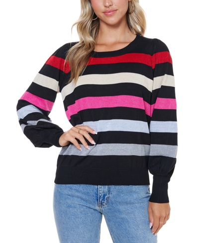 John Paul Richard Women's Lurex Stripe Sweater In Black