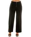 ADRIENNE VITTADINI WOMEN'S WIDE LEG PANTS WITH EXPOSED ZIP FRONT CLOSURE