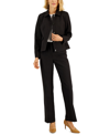 Le Suit Heathered Five-button Jacket & Kate Pants, Regular And Petite Sizes In Dark Brown