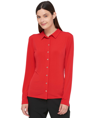 Tommy Hilfiger Point-collar Blouse In Scarlet