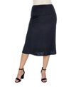 24seven Comfort Apparel Maternity A-line Elastic Waist Knee Length Skirt In Black