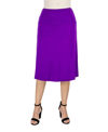 24seven Comfort Apparel Plus Size A-line Elastic Waist Knee Length Skirt In Purple