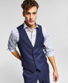 Bar Iii Men's Slim-fit Blue Plaid Suit Vest, Created For Macy's In Navy Plaid