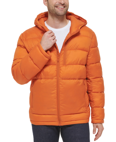 Cole Haan Men's Lightweight Hooded Puffer Jacket In Burnt Orange