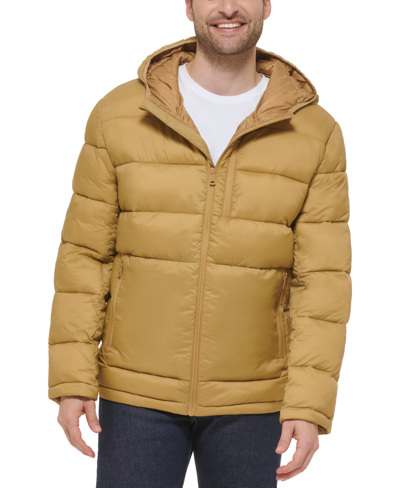 Cole Haan Hooded Nylon Puffer Jacket In Sand