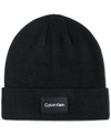 Calvin Klein Men's Woven Logo Patch Beanie In Black