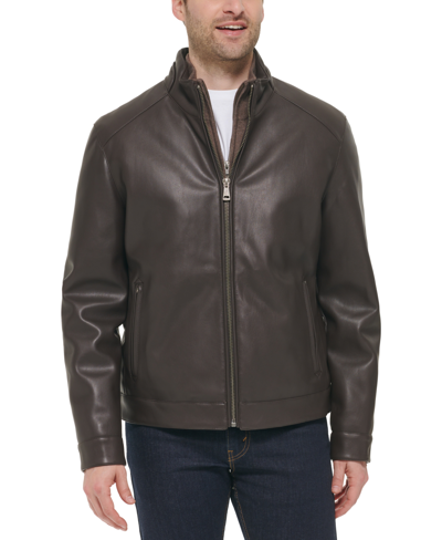 Cole Haan Men's Faux-leather Motto Jacket In Dark Brown