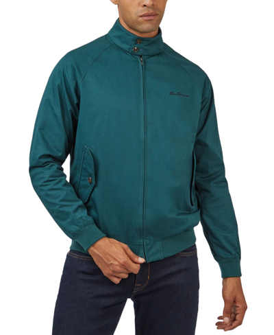 Ben Sherman Men's Signature Harrington Zip-front Embroidered Jacket In Ocean Green