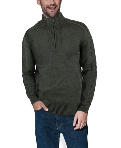 X-ray Men's Quarter-zip Pullover Sweater In Olive Marble