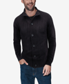 X-ray Men's Button Up Stand Collar Ribbed Knit Cardigan Sweater In Black