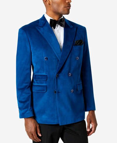 Tayion Collection Men Classic-fit Velvet Jacket In Ice Blue