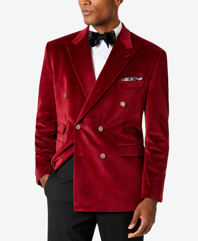 Tayion Collection Men's Classic-fit Velvet Jacket In Red
