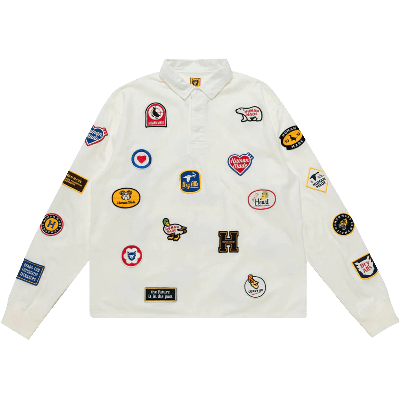 Pre-owned Human Made Patch Rugby Shirt 'white'