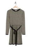 Maxstudio Fit & Flare Sweater Dress In Bkbnecon-black/ Bone Coin