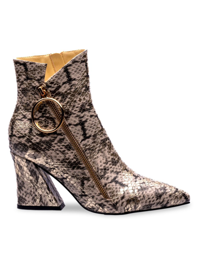 Ninety Union Women's Block Heel Booties In Gold Snake