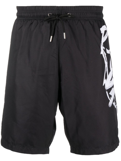 Plein Sport Logo-print Swimming Trunks In Black