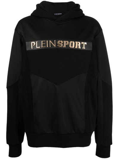 Plein Sport Embossed-logo Hoodie In Black