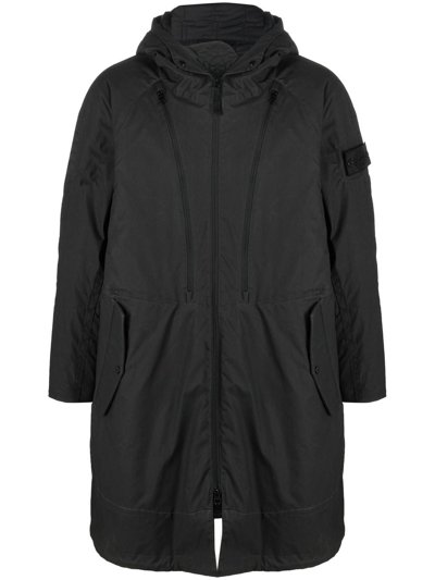 Stone Island Shadow Project Zip-up Hooded Parka In Black