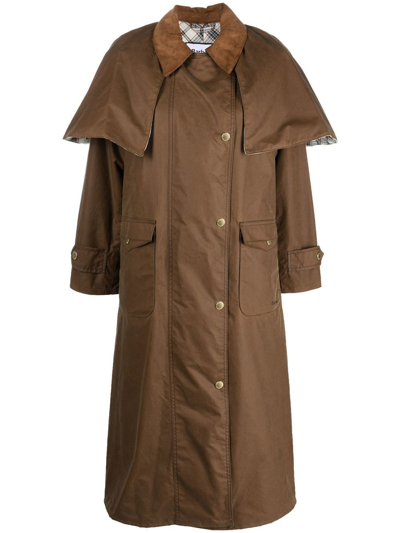 Barbour X Alexa Chung Elizabeth Waxed Trench Coat In Brown